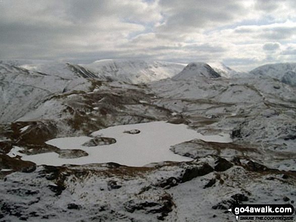 Walk c272 High Street and Angletarn Pikes from Brothers Water - A frozen Angle Tarn from Angletarn Pikes