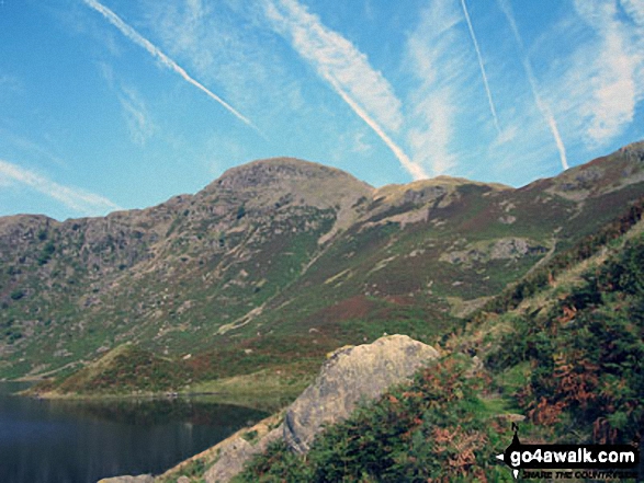 Walk c302 High Raise via Calf Crag from Grasmere - Tarn Crag (Easedale) above Easedale Crag, Easedale Tarn