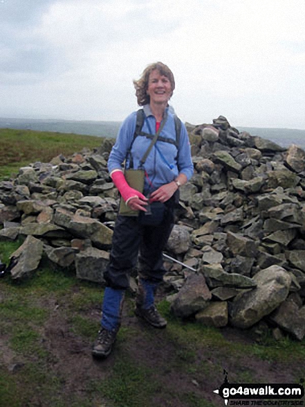 On the summit of Dent (Long Barrow) Walking Wainwright's Coast to Coast Walk 2011