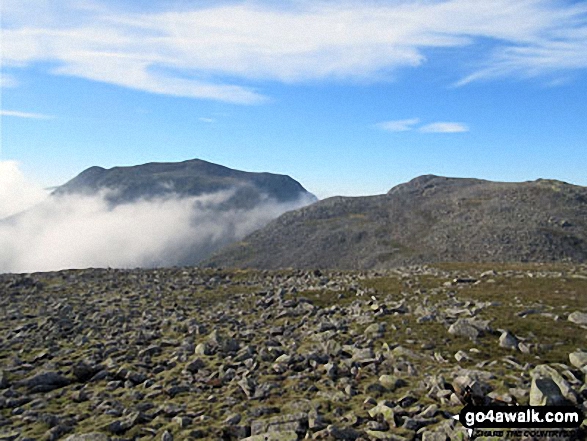 Walk c271 The Scafell Massif from Wasdale Head, Wast Water - Scafell Pike (left) and Broad Crag (right) from Ill Crag