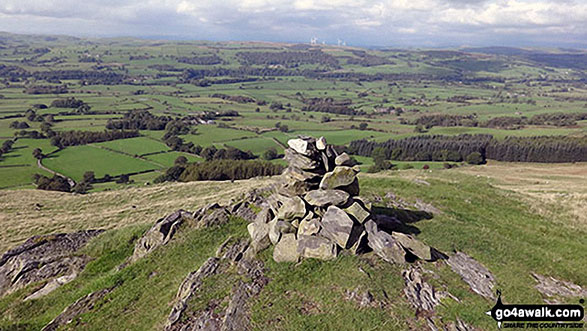 Eskholme Pike summit cairn and view 