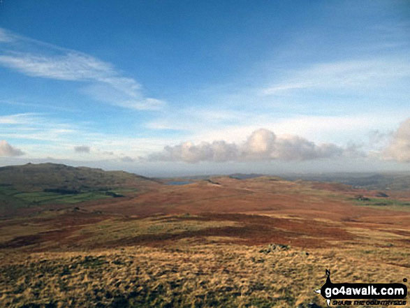 Walk c205 Green Crag (Ulpha Fell) and Great Worm Crag from Stanley Force NT Car Park, Eskdale - Devoke Water and the Birker Fells from Great Worm Crag