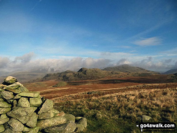 Walk c205 Green Crag (Ulpha Fell) and Great Worm Crag from Stanley Force NT Car Park, Eskdale - Looking towards Green Crag (Ulpha Fell) from Great Worm Crag