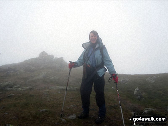 Walk c114 High Street from Mardale Head - On Kidsty Pike summit in mist