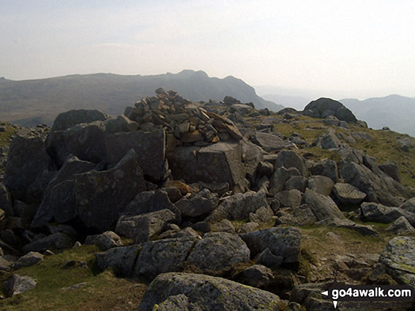 Walk c371 Esk Pike and Bow Fell (Bowfell) from The Old Dungeon Ghyll, Great Langdale - Cairn on the summit of Rossett Pike