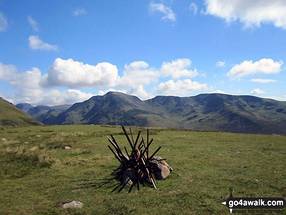 Walk c324 Starling Dodd and Great Borne from Buttermere - The cairn and tangle of old fence posts that mark the summit of Little Dodd (Ennerdale)