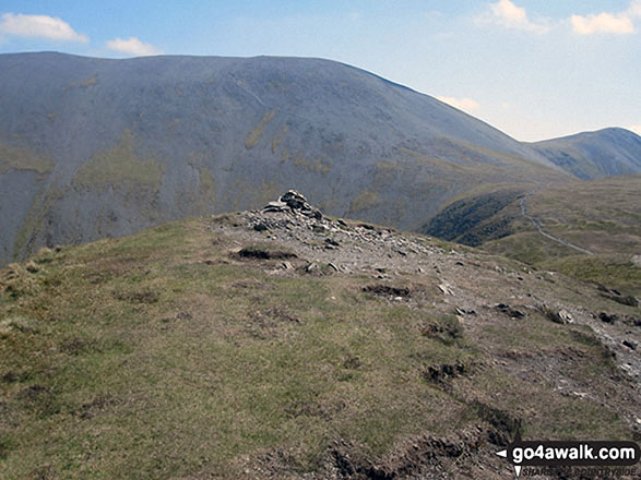 Long Side summit cairn with Skiddaw beyond 