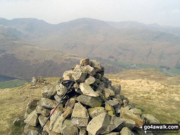 Walk c155 The Knott and Place Fell from Patterdale - The summit cairn on Brock Crags