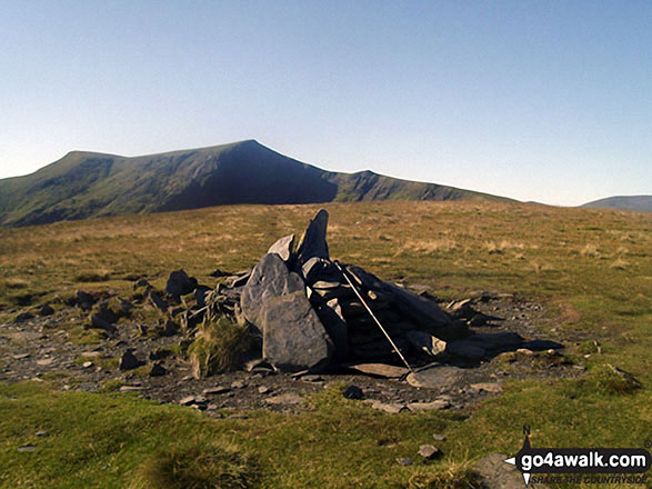 Bannerdale Crags summit cairn with Blencathra beyond