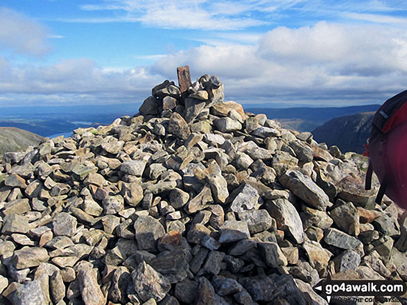 The summit cairn on Dollywaggon Pike 