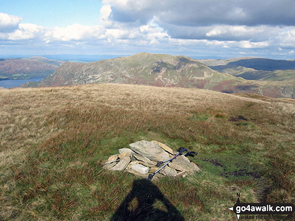 Walk c211 Arnison Crag and Birks from Patterdale - The flat cairn on the summit of Birks