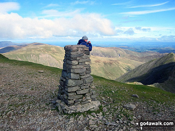 Walk c113 Helvellyn from Thirlmere - The Trig Point on the summit of Helvellyn