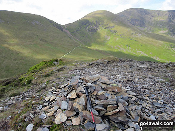 Scar Crags (left), Sail and Crag Hill (Eel Crag) from the summit cairn on Outerside