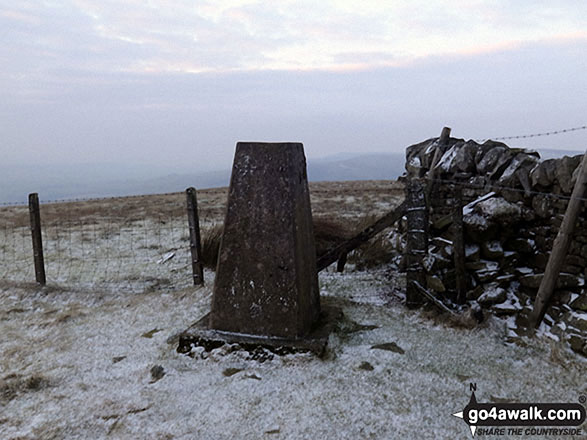 Walk c308 Renwick Fell (Thack Moor), Watch Hill and Black Fell (Haresceugh Fell) from Renwick - Renwick Fell (Thack Moor) summit Trig Point under a light dusting of snow