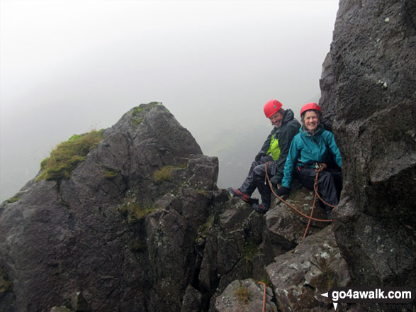 Taking a breather on 'the slab' - about a third of the way up Pillar Rock 