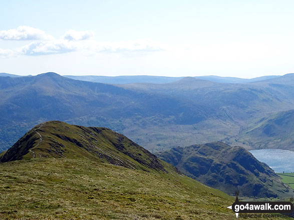 Walk c366 Grasmoor and Whiteless Pike from Lanthwaite Green - Looking down over Whiteless Pike and Rannerdale Knotts to Crummock Water from Wandope