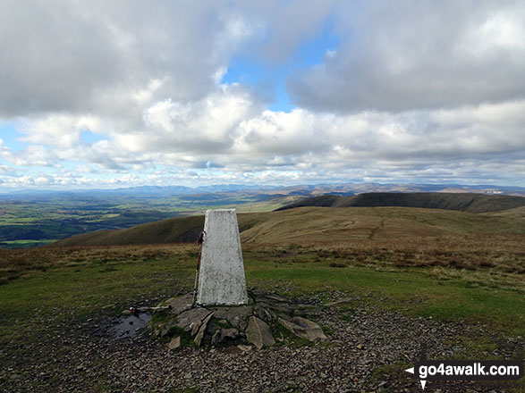 Walk c336 Calders, The Calf and Yarlside via Cautley Spout from The Cross Keys - The trig point on the summit of The Calf