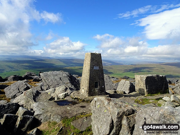 Walk ny117 Little Whernside and Great Whernside from Scar House Reservoir, Nidderdale - Trig Point on the summit of Great Whernside