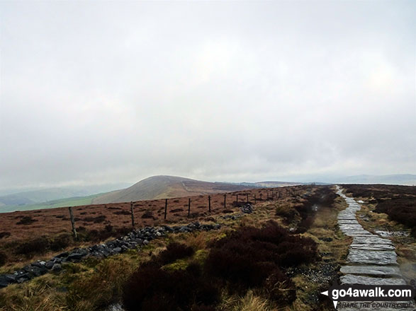 Walk ch131 Shining Tor and Yearns Low from Lamaload Reservoir - The paved path across the bog to Cat's Tor