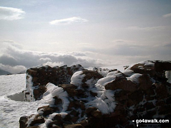 Walk h137 Ben Nevis and Carn Mor Dearg from Achintee, Fort William - Ben Nevis summit under a blanket of snow