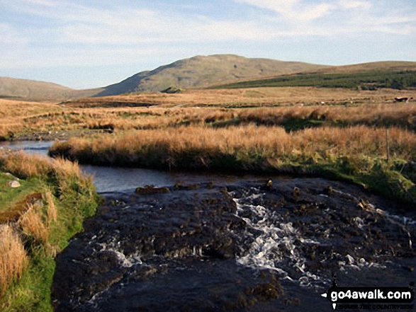 Walk gw119 Arenig Fawr (Moel Yr Eglwys), Moel Llyfnant and Gallt yDaren via Llyn Arenig Fawr from Pont Rhyd-y-Fen - Moel Llyfnant from the bridge over Afon Amnodd-bwll