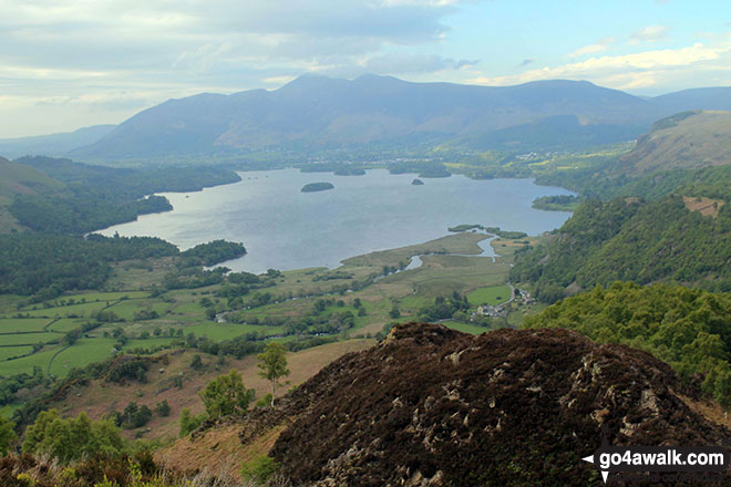 Walk c143 Brund Fell and King's How from Rosthwaite - Derwent Water, with Skiddaw and Blencathra beyond from the summit of King's How