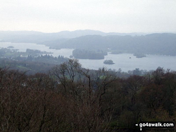 Walk c104 Orrest Head and Troutbeck from Windermere - Windermere from a wet and rainy Orrest Head