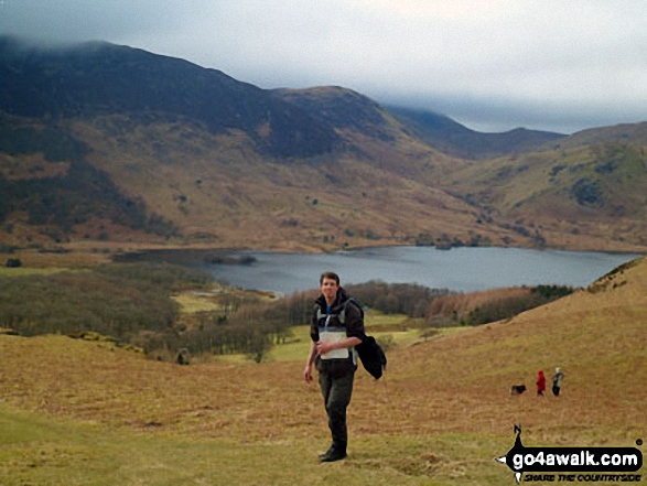 Walk c207 The High Stile Ridge from Buttermere - Russ with High Snockrigg, Robinson and Buttermere in the background from above from Burtness Wood