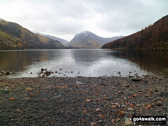 Walk c221 A Circuit of Crummock Water from Buttermere - Fleetwith Pike refelected in Buttermere