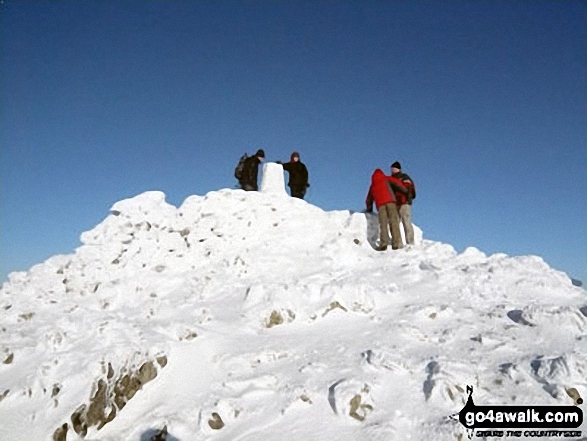 Walk gw156 Cadair Idris (Penygadair) via The Fox's Path - The summit of Cadair Idris (Penygadair) in deep snow