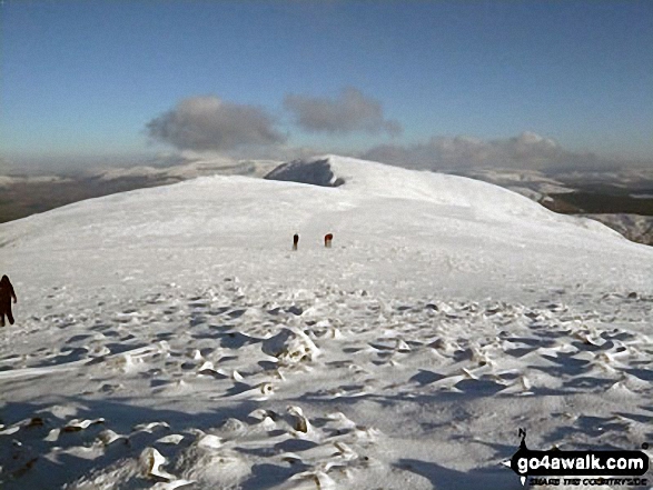 Walk gw137 Cadair Idris (Penygadair), Mynydd Moel, Craig Cwm Amarch and Cyfrwy via The Fox's Path - Mynydd Moel from the summit of Cadair Idris (Penygadair) in deep snow