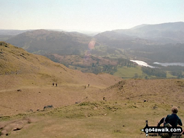 Walk c274 Loughrigg Fell from Elterwater - Towards Elterwater from Loughrigg Fell