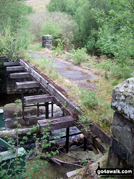 Walk po125 Gorllwyn (Pen y Gorllwyn) and Drygarn Fawr from Dolymynach Reservoir - The old bridge over Afon Claerwen at the South East end of Dolymynach Reservoir