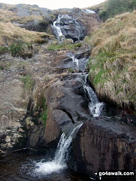 Walk po125 Gorllwyn (Pen y Gorllwyn) and Drygarn Fawr from Dolymynach Reservoir - Nant Paradwys waterfall