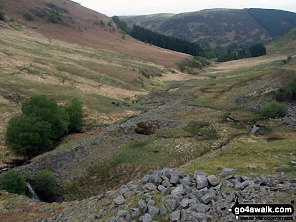 Walk po125 Gorllwyn (Pen y Gorllwyn) and Drygarn Fawr from Dolymynach Reservoir - Cwm Marchnant with Rhos y Gelynnen beyond