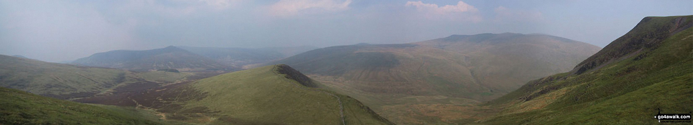 Walk c321 Skiddaw and Lonscale Fell from Millbeck, nr Keswick - *Great Calva, Burnt Horse, Blencathra (Saddleback) and Lonscale Crags from (North of) Lonscale Fell