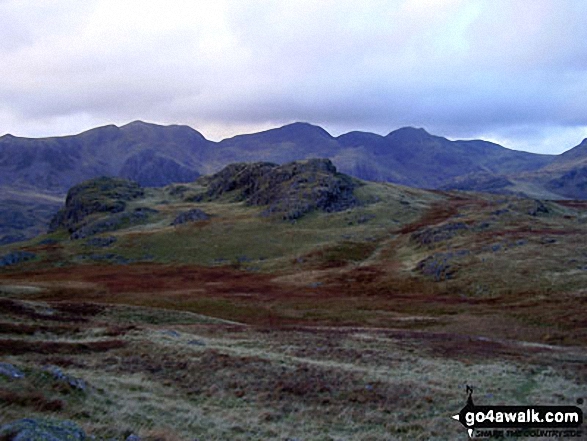 Walk c166 The Scafell Masiff from Wha House Farm, Eskdale - Slight Side and Sca Fell, Mickledore, Scafell Pike, Ill Crag, Great End and Esk Hause from Lingcove Bridge