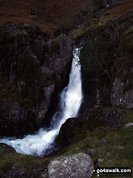 Walk c402 Harter Fell and Hard Knott from The Woolpack Inn, Eskdale - Lingcove Bridge Waterfall