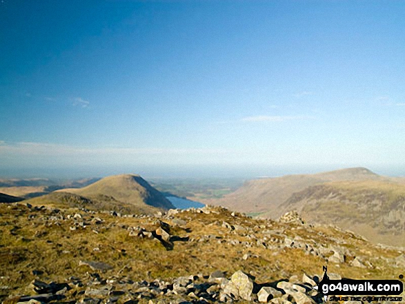 Walk c453 The Scafell Mountains from Wasdale Head, Wast Water - lllgill Head (left), Wast Water and Seatallan from Lingmell