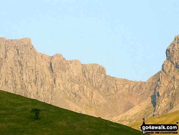 Walk c116 Illgill Head and Whin Rigg from Wasdale Head, Wast Water - Mickledore at Sunset from Wasdale