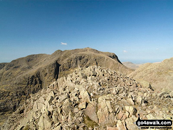 Ill Crag summit with Scafell Pike beyond 