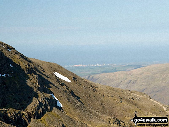 Walk c416 Scafell Pike from The Old Dungeon Ghyll, Great Langdale - Sellafield from Broad Crag summit