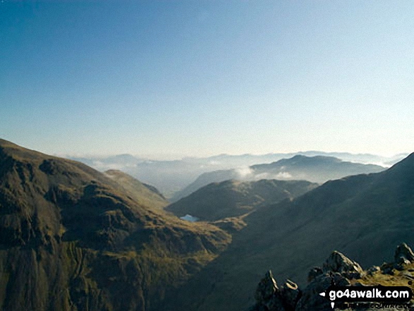 Walk c453 The Scafell Mountains from Wasdale Head, Wast Water - The shoulder of Great Gable (left) and Styhead Tarn from Lingmell