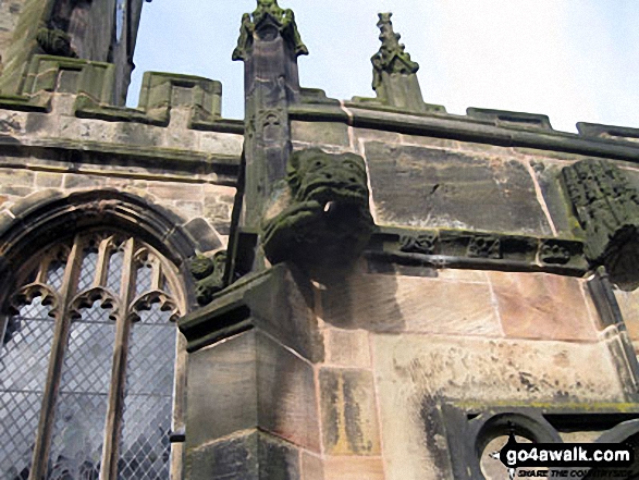 Walk ch175 The Macclesfield Canal, Bosley Locks and North Rode from Gawsworth - Gargoyle close-up on Gawsworth Church