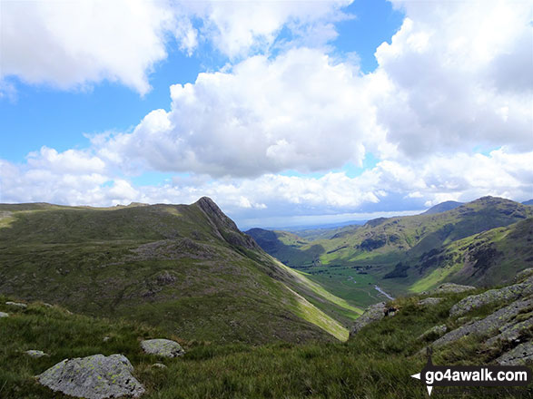 Walk c466 Rossett Pike and Black Crags (Langdale) from Great Langdale - Looking down Mickleden from Black Crags (Langdale)