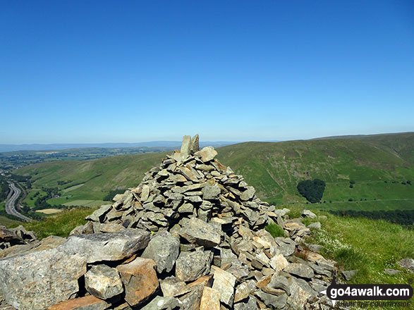 Walk c384 Grayrigg Forest from Hause Bridge - The M6 below the summit cairn on Grayrigg Forest