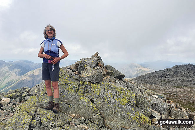 Walk c175 Slight Side and Sca Fell from Wha House Farm, Eskdale - On the summit of Sca Fell