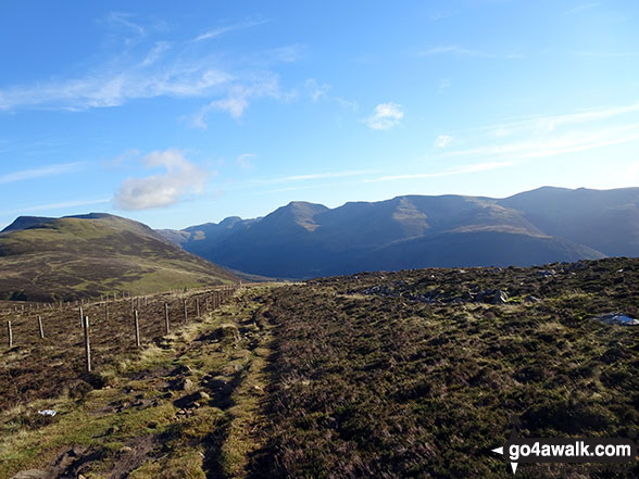 Walk c411 Starling Dodd via Scale Beck from Buttermere - On the ridge between Great Borne and Starling Dodd with Great Gable and Kirk Fell in the distance