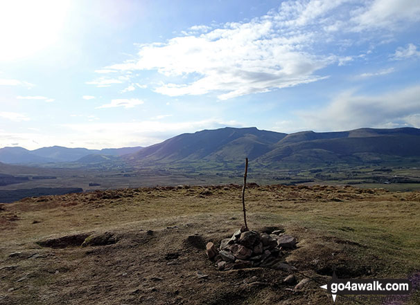 Walk c124 Helvellyn Ridge from Thirlmere - Great Mell Fell summit cairn and post