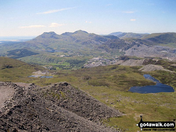 Walk gw170 Moel Penamnen and Manod Mawr from Blaenau Ffestiniog - Moelwyn Bach, Craigysgafn, Moelwyn Mawr, Allt-fawr and Moel Druman from Manod Mawr (North Top) summit